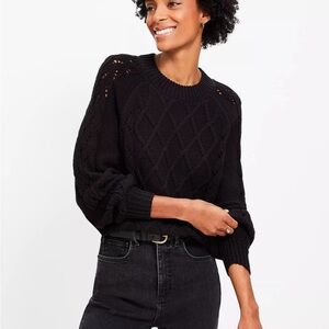 LOFT Black Textured Knit Sweater